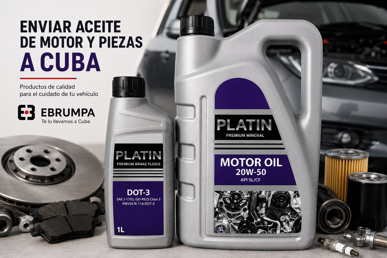 Enviar aceite de motor y piezas a Cuba