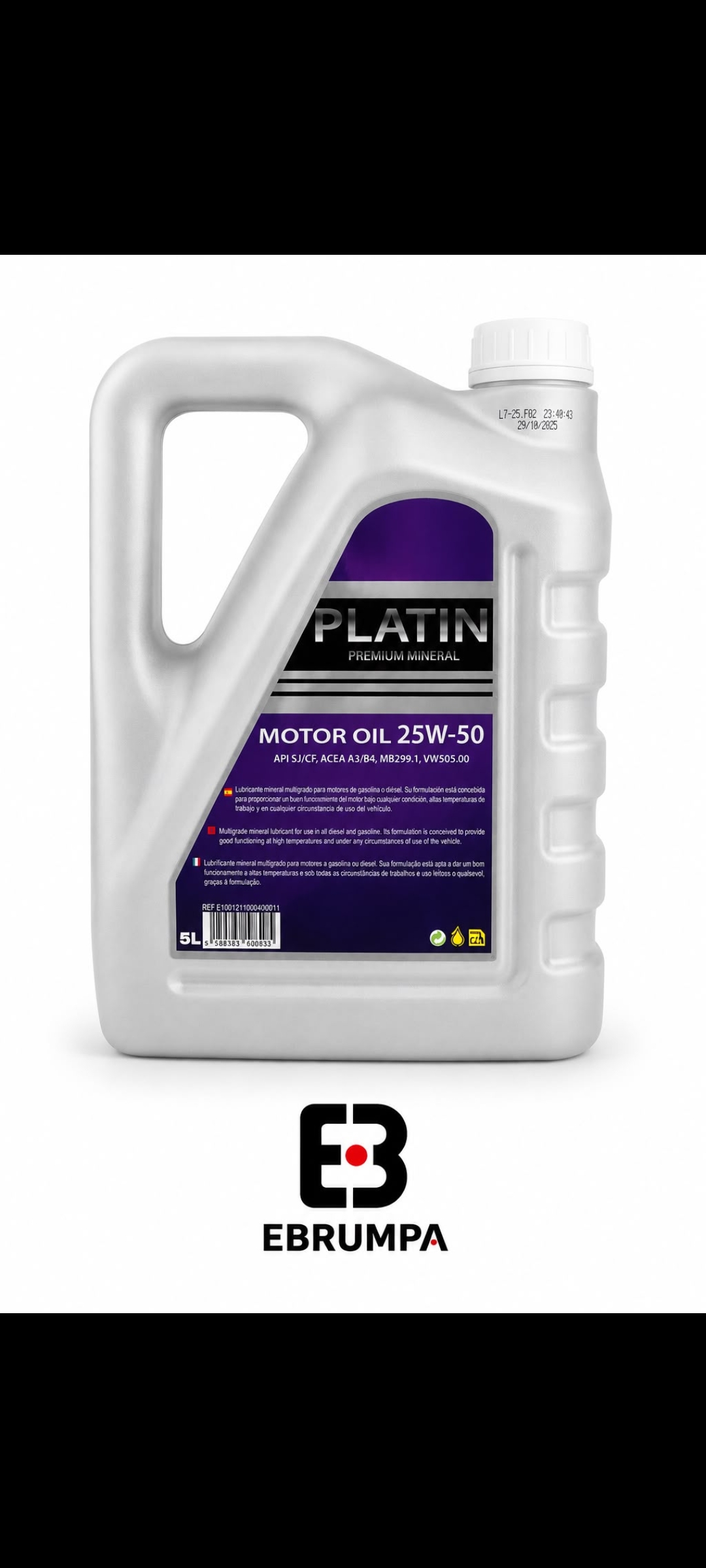 Aceite para Motor Platin Premium Mineral 25W-50 – 5 L